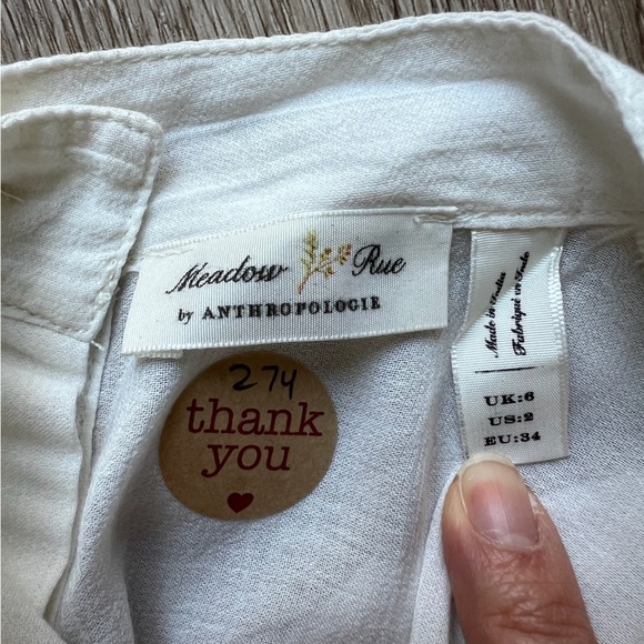 274 Anthropologie Meadow Rue Embroidered Mock Neck Back Buttons Blouse size 2 - Picture 12 of 16